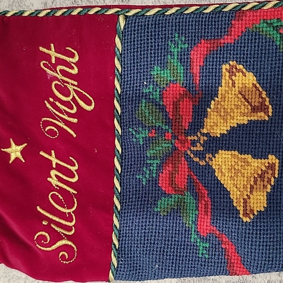 Vintage Needlepoint Christmas Stocking Angels Silent Night - Picture 2 of 4